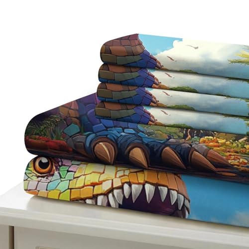 Parure de lit dinosaure coloré 3D avec impression haute définition