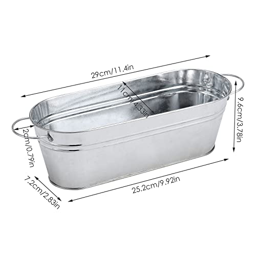 BestAlice 5 Pack Galvanized Planters for Outdoor Plants Galvanized Oval Planters Tub Galvanized Buckets with Handles - Image 2