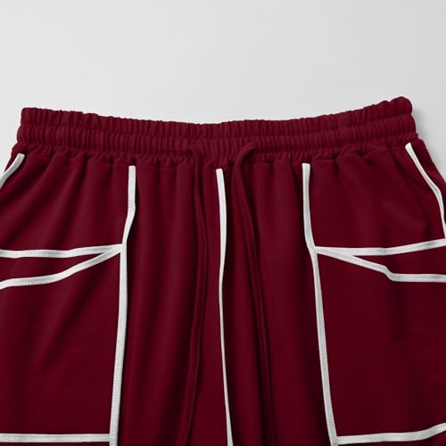 Image of Barrel Pants Women Casual Cargo Wide Leg Baggy Sweatpants Drawstring High Waisted Lounge Palazzo Pants with Pockets