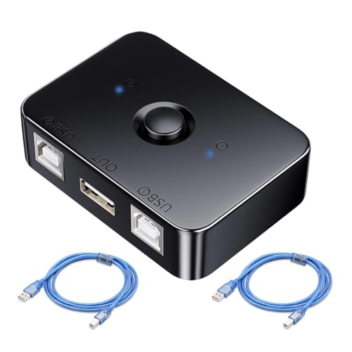 Commutateur de Partage D'imprimante USB 2.0 2 Ports USB B, Interrupteur Manuel, Avec lumière LED,...