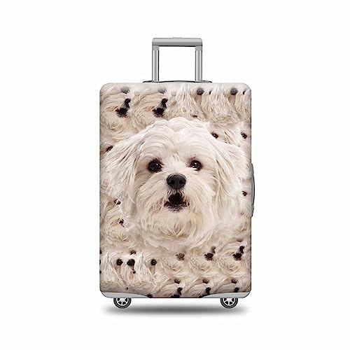 Maltese Poodle Suitcase Cover Funny Dog Head Face Travel Luggage Cover Fits 29-32 Inch Pet Animal Washable Suitcase Protector
