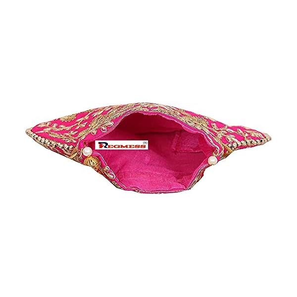 REGMESS Rajasthani Style Royal Clutch Silk Batwa Bag/Ethnic Potli Women's Potli/potli for Gift/potli for Women Party - Image 5