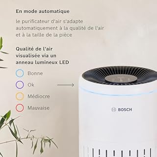 Bosch Air 2000 Purificateur d'air - Élimine les Polluants, Avec un Filtre à Air et un Mode Sommeil (< 25 dB(A)) - Pour jusqu'à 37,5 m² - Avec Capteur Intelligent et Mode Automatique - CADR : 180 m³/h