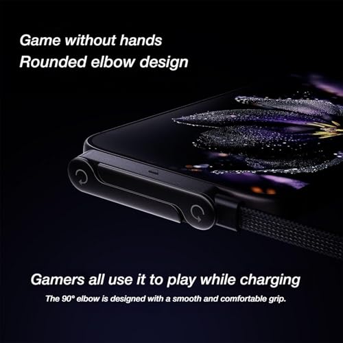 Image of Sideways Phone Charger, 2-in-1 Invisible Holder Charger Cable - Fast Charging Cord with Built-in Phone Stand, Sideways Charging Cable with Stand for Smartphones Tablets (C-C)