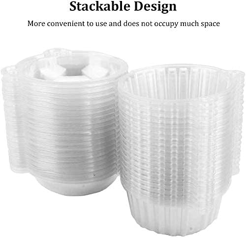 Miniatura 9 de GOTOTOP Soporte individual para cupcakes, 400 unidades individuales individuales de plástico transparente para cupcakes, cajas con tapa para