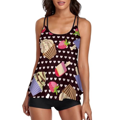 Maillot de bain tankini couvrant contre les complexes avec short de garçon et robe