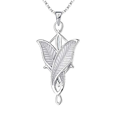 JO WISDOM Arwen Evenstar Necklace,925 Sterling Silver Lord of The Ring Hobbit Pendant Necklace with 5A Cubic Zirconia,Elvish Jewelry for Women2