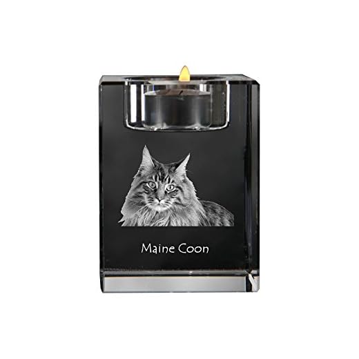 ArtDog Ltd. Maine Coon, kristallljusstake, ljushållare med katt, souvenir, begränsad upplaga