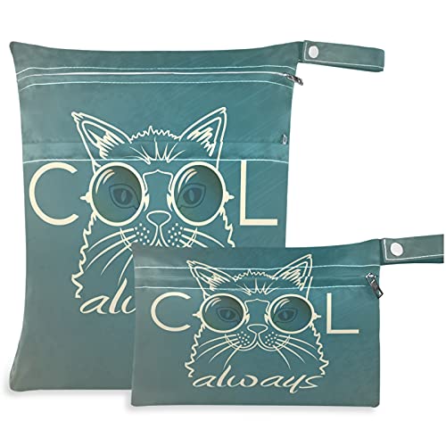 Visesunny Cool Cat Vintage Cartoon Wet Bag 2Pcs