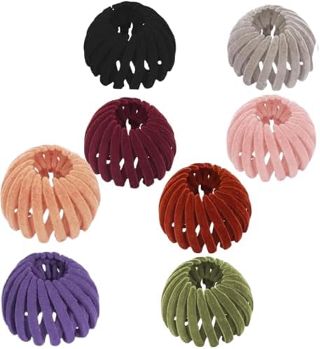 8pcs Bird Nest Magic Hair Clip,Expandable Hair Bun Maker Hair Accessories,Flocking Gripper,Lazy Birds Nest Plate Hairpin for Hair