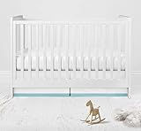 Bacati - Mix N Match White with Band at Bottom Crib Skirt Dust Ruffle (White/Aqua)