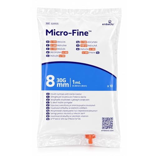 Embecta Micro-Fine 1ml U-100 with 30G 8mm Syringe | Multipurpose Use Syringe | Model No: 320935 | Latex-Free CE Certified Pack of 10