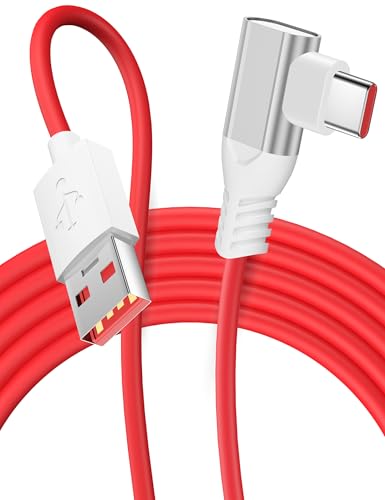 6ft USB to USB C Cable for OnePlus 12 11 10, 80W Max Fast Charging Right Angle 90 Degree USB-C to USB-A 2.0 Data Transfer Car Charger Type C Cord for Samsung Galaxy Cellphone Tablets Laptops Red