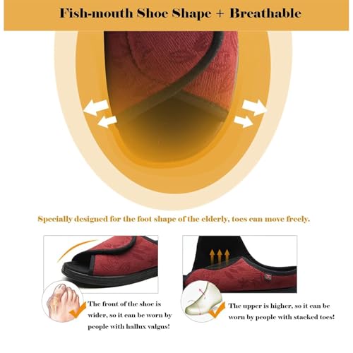 Diabetic Sandals for Men, Men's Comfy Open Toe Summer Mesh Breathable Adjustable Diabetic Sandals, Lightweight Feet Walking Edema Wide Sneakers, for Elderly Foot Pain Relief Fasciitis3