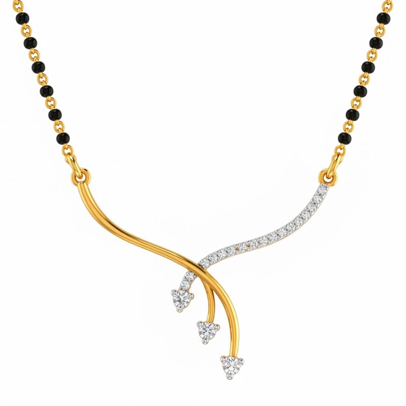 dishis 14/18K Yellow/White/Rose Yellow Gold and Diamond Tanmaniya Mangalsutra for Women-picture-35