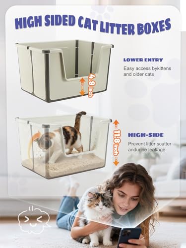 Arenero grande para gatos plegable y portátil miniatura 4