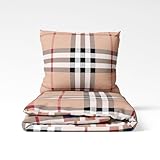 Cotton Market Parure de lit 160x200 cm avec taie d'oreiller – Ensemble 3 pièces – Housse de Couette 160x200 cm et 2 taies d’Oreiller (70x80 cm) - Damier