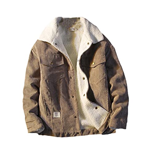 Veste en velours côtelé chaud pour homme manteau gris XXL