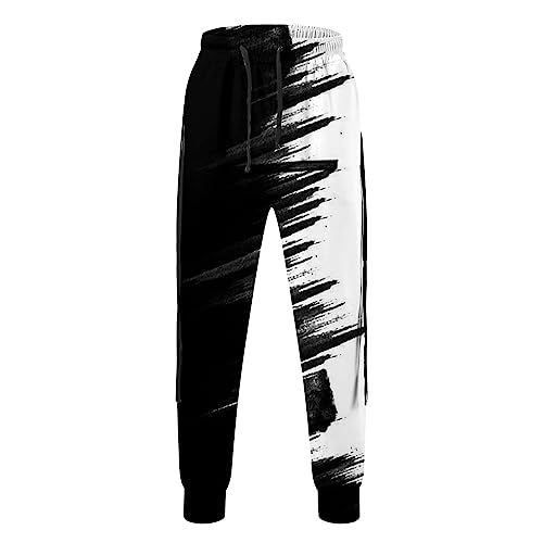 Loose Sweatpants for Men Patchwork Color Drawstring Hip Hop Fashion Stylish Pants Elastic Waist Soft Cargo Sweatpants3