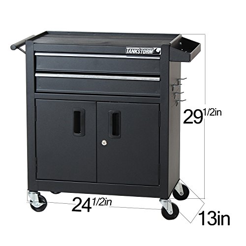 Tankstorm Tool Chest Heavy Duty Cart Steel Rolling Tool Box With Lockable Doors (Tz12 Black) #TOP1