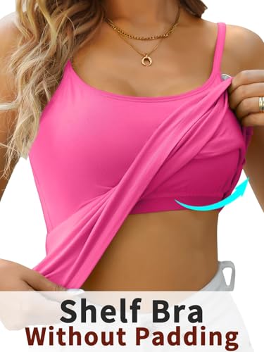 Genérico Camisola con Sujetador Incorporado para Mujer, Top Ajustable, Tirantes Finos Ajustables, Camisetas de Yoga para Entrenamiento, Top Deportivo Acolchado Ajustable con Sujetador (Verde,XL)