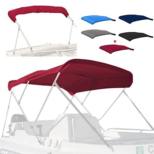 Seapisode 4 Bow Marine Grade Fade And Crack Resistant Bimini Top Replacement Cover, Heavy-Duty Waterproof And Uv-Proof Boat Canopy, Easy Install Zipper Sleeves Boat Awning/Without Frame,Burgundy #TOP2