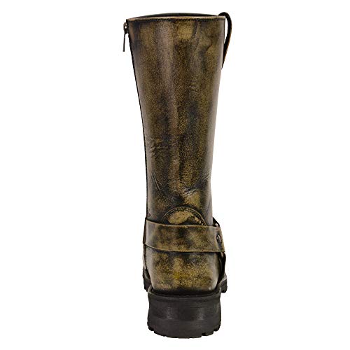 Image of Milwaukee Leather Men's Distressed Gray Leather 11-inch Classic Harness Square Toe Motorcycle Boots MBM9006 | Premium Material, Square Toe, Rider Ready, Durable Everyday Wear