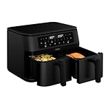 Haier Freidora de Aire Doble Cajón 11L, 8 en 1: Freír con Aire, Grill, Asar, Hornear, Deshidratar, Recalentar, Descongelar, Cocción Lenta, Función Sync, Antiadherente, Lavavajillas [HAF3AD]