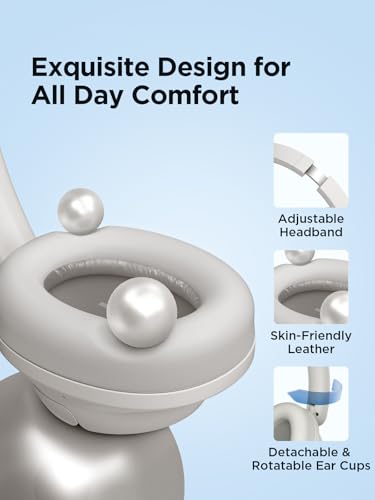 Image of 1MORE Wireless Bluetooth Noise-canceling Headphones - HQ31 SonoFlow SE Over-Ear Headphones with Hi-Res Audio, 90H Playtime, Clear Calls, Preset EQ Via App, Comfort for Home Office Travel(Oat White)