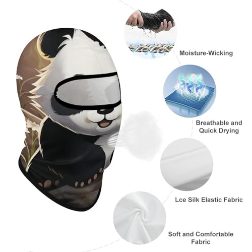 Máscara facial de balaclava con dibujo de panda para hombre y mujer, protección solar, transpirable, cubre todo el cráneo para senderismo, ciclismo, running y conducción miniatura 3