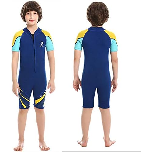 ZCCO Kids Shorty Wetsuit - 2.5mm Neoprene Short Sleeve One-Piece Suit for Boys and Girls -Ideal for Swimming, Surfing, and Diving Water Sports