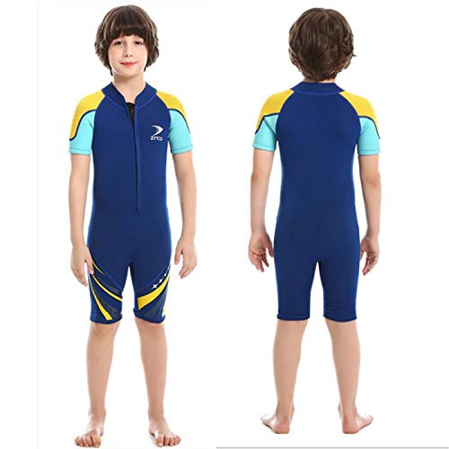 ZCCO Kids Shorty Wetsuit 2.5mm Neoprene Suit Short Sleeve One Piece Youth Boy/Girl Suit for Swimming Surfing Diving Water Sports(DK-BE-XS)