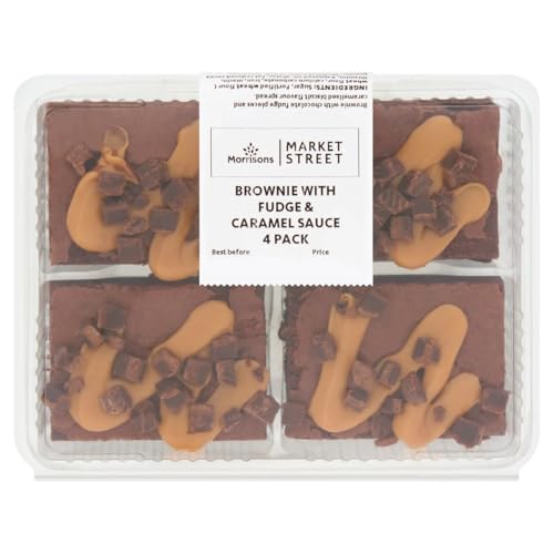Morrisons Cake Shop Brownie with Fudge & Caramel Sauce 4 Pack