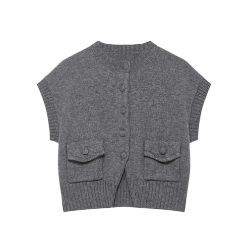 Chaleco de punto acolchado femenino con botones de acabados premium y diseño sofisticado