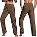 Enjoybuy Men's Linen Drawstring Beach Golf Elastic Waist Spring Long Casual Loose Summer Yoga Cotton Pants, 02-brown, Large