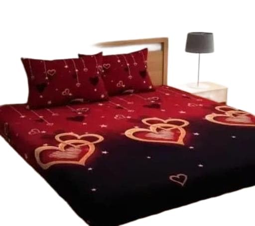 Image of Beautifully Designed Double Bedsheets with 2 Pillow Covers By AS Home Decor Red HRT 01 Crib