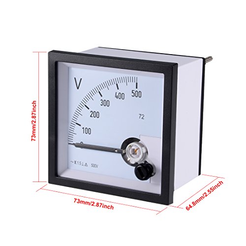 Image of uxcell AC 0-500V Analog Panel Voltage Gauge Volt Meter 72 1.5% Error Margin