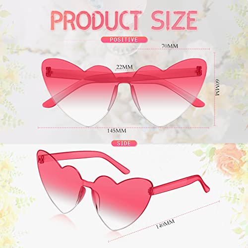Jdhxbmw Heart Shape Sunglasses Rimless Heart Sunglasses Colorful Heart Glasses For Women Bachelorette Sunglasses Party Favor #TOP1