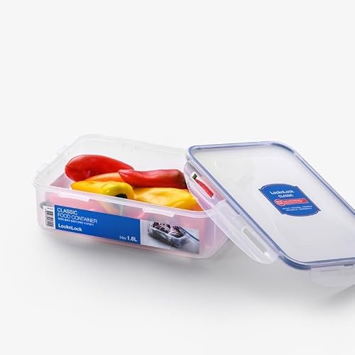 LOCK & LOCK Easy Essentials Food Storage lids/Airtight containers, BPA Free, 54 Ounce, Clear