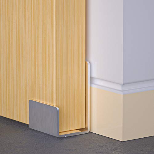 2Pcs Heavy Duty Stainless Steel Adjustable U Shape Floor Guide, Wall Mounted Flexible Sliding Barn Door Hardware #TOP5