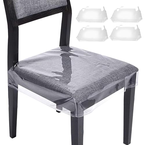Coprisedili per sedie da pranzo in PVC, in plastica, trasparenti, in plastica, per sedie da pranzo, impermeabili, 4 pezzi