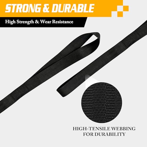 Retractable Ratchet Straps (4-Pack) - 1'' x 11.5' (1,800lb Break Strength) - Heavy Duty Auto Self Retracting Tie Down Straps for Truck, Cargo Trailer, Motorcycle, Rad & More - Black by Dingtan - Image 4