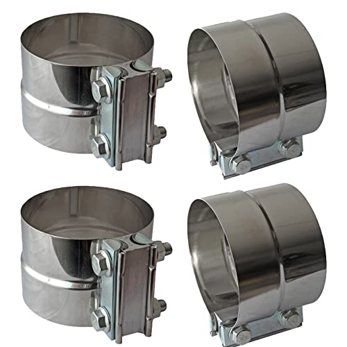 Image of 4 Inch Lap Joint Exhaust Pipe Muffler Clamp Band - 304 Stainless Steel (4 Pack)