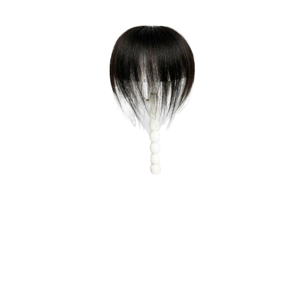 2.8×3.9inch Hand Made Clip in Toppers Straight or Curly Human Hair Wiglet Hairpiece for Women Thin Hair (Natural color,Curly 20cm)