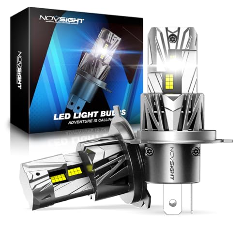 NOVSIGHT Ampoule LED H4-32000LM 6500K Blanc Froid Haute Puissance H4 Feux de Croisement/Feux de Route, 120W 1:1 Taille Halogène Remplacement, IP68 Taux D'étanchéité, Pack de 2
