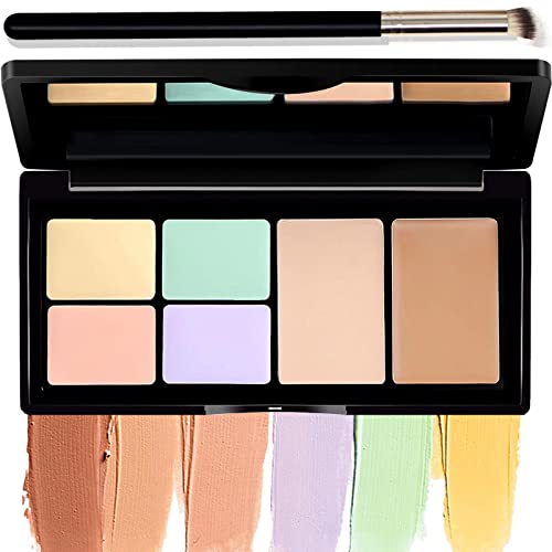 Cream Concealer Contour Makeup Palette, Color Corrector Palette Concealer Makeup Palette Contouring Foundation With Brush Waterproof Long-Lasting Conceal Dark Eye Circles, Spots, Pimple Or Scar(#01) #TOP30
