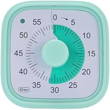 Visual Countdown Timer, 60 Minute Kids Desk Countdown Clock Multi Purpose Time Management Tool with 3 Sound Options for Classroom Kitchen Office 80x81mm Green