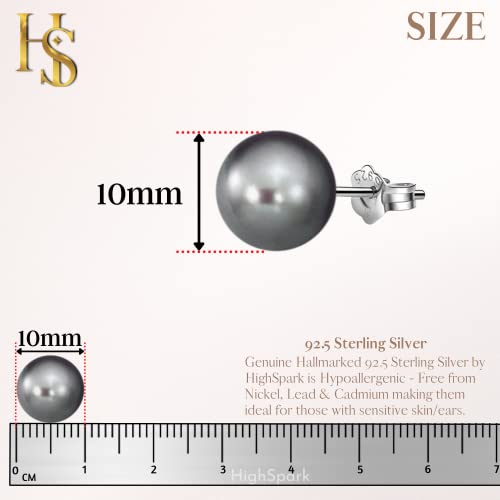 Image of HIGHSPARK 925 Silver Classic Pearl Earrings for Women | 92.5 Sterling Silver & Brilliant Lustre Pearls | Lovely Gift for Women