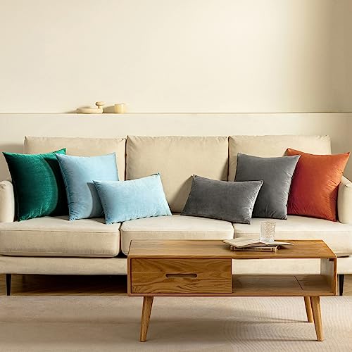 Anroduo Pack Of 2 Velvet Throw Pillow Covers Cushion Case Soft Decorative Solid Square Cozy Modern Home Decorations Pillowcase For Sofa Couch Bed Chair 18 X 18 Inch 45 X 45 Cm Orange #TOP5