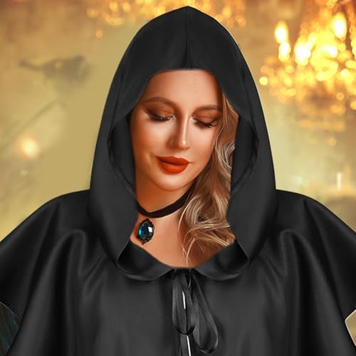 Huraoerrrr 1 PCS Cowl médiéval, manteau à capuchon pour hommes et femmes, pliant unisexe houstouflé poncho pour païen, Halloween et cosplay – vue 4